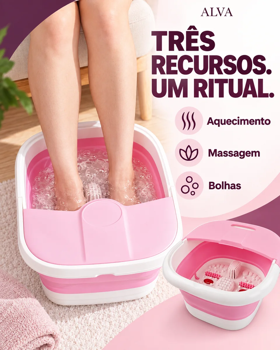Aquecimento, massagem e bolhas. Conheça os recursos que compõem o seu ritual de autocuidado.
